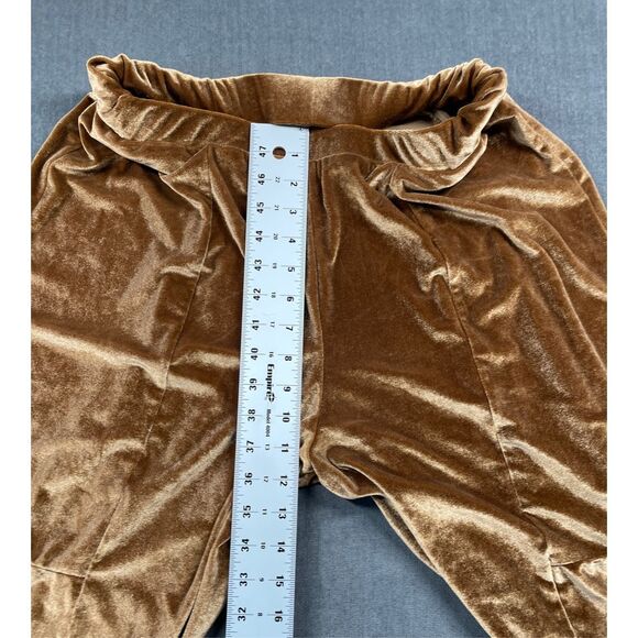 Velvet Flare Bell‎ Bottom Pants Womens XL Brown Boho Retro 70s Festival Lounge - Picture 6 of 13